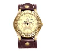 Avaner Montre Femme/Homme Bracelet Cuir:Montre à Grand Cadran avec Échelle à Chiffres Arabes et Décoration de Couronne Style Motard Punk-Cadeaux d'halloween