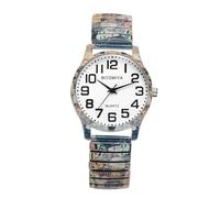 Avaner Montre Femme/Homme Bracelet Élastique:Montre Bracelet Éxtensible en Acier Inoxydable avec Grand Cadran à Chiffres Arabes et Décoration Imprimée Le Baiser de Klimt Style Bohème-Cadeau Noël