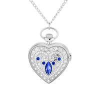 Avaner Montre Gousset Cœur Femme:Collier Pendentif Montre de Poche à Quartz avec Strass Diamant et Échelle à Chiffres Romains Style Vintage-Cadeau Saint-Valentin Anniversaire