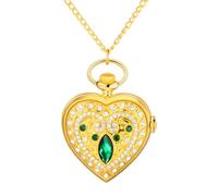 Avaner Montre Gousset Cœur Femme:Collier Pendentif Montre de Poche à Quartz avec Strass Diamant et Échelle à Chiffres Romains Style Vintage-Cadeau Saint-Valentin Anniversaire