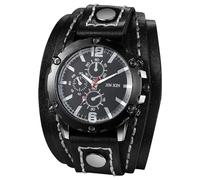 Avaner Montre Homme Bracelet Cuir Multicouche Punk: Montre à Quartz Analogiques Décorative à Trois Yeux avec Cadran à Échelle à Barres Style Steampunk-Cadeaux d'halloween