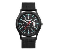 Avaner Montre Homme Bracelet Nylon: Montre Militaires d'Extérieur avec Échelle à Barres de 24 Heures et Aiguilles Lumineuses-Cadeau Anniversaire Fête des Pères