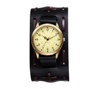 Avaner Montre Homme/Femme Bracelet Large Cuir Punk: Montre à Quartz Analogiques avec Grand Cadran et Échelle de Chiffres Arabes Style Steampunk-Cadeaux d'halloween