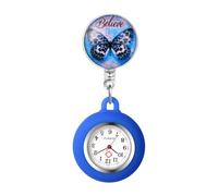 Avaner Montre Infirmière à Cordon Extensible:Montre Infirmière à Clip en Alliage avec Cadran Chiffres Arabes et Décoration Papillon pour Infirmière Aide-Soignante-Cadeau Noël