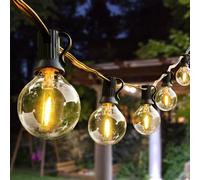 AVANLO Guirlande Lumineuse Exterieure 50FT, LED Guirlande Guinguette avec 30+2 Incassables E12 Plastique Ampoules, décoration intérieure et extérieure Mariage Patio Café Party