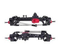 Avant Arrière Essieux RC Pour SCX10 III 1/10 RC Crawler Car, Essieu Portail Décalé Avec Transmission À Vitesse Constante, Support De Servo Deux Vitesses Et Tige Direction Pour(Black,Front and Rear)