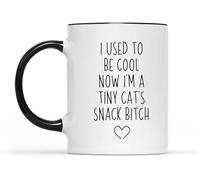 Avant j'étais cool, maintenant je suis une vraie petite peste à chats. Mug à café fantaisie en céramique imprimée recto verso, 325 ml (11 oz), idéal comme cadeau pour maman, papa, un ami, une épouse o