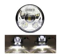 Avant Lampe Assembly pour Sportster 883 XL883 FXCW XL1200C 1994-2024 5-3/4 "5,75 Pouces Moto Moto Projecteur LED Phare Halo Complet DRL 50W Phares Moto(45W Silver)