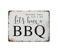 Avant qu'ils ne disent oui, faisons un barbecue, panneau de barbecue de mariage, panneau rétro en étain, panneaux en métal vintage, décoration murale vintage, panneau en étain, décorations amusantes
