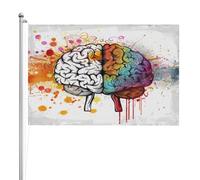 Avantage cerveau gauche et droit 1,2 x 1,8 m, drapeau double face | Drapeau en polyester, bannière d'extérieur pour jardin, cour, drapeau décoratif avec œillets