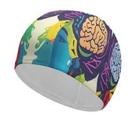 Avantage du cerveau gauche et droit - Bonnet de bain haute élasticité - Convient aux cheveux longs et courts - Confortable - Grand bonnet de douche pour réduire la traînée et protéger les cheveux