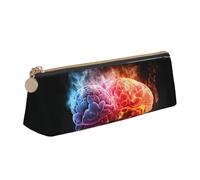 Avantage du cerveau gauche et droit - Étui triangulaire en cuir multifonction - Sac de rangement portable pour maquillage et papeterie, blanc, One Size, Légères