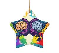 Avantage du cerveau gauche et droit - Ornements de Noël en céramique - Décoration pour chambre, maison, cadeaux, arbre de Noël de ferme Haning