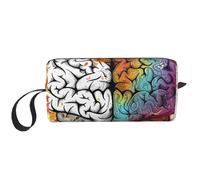 Avantage du cerveau gauche et droit - Trousse de maquillage imprimée - Trousse de maquillage simple de voyage étanche - Trousse de toilette pour femmes, mamans, filles, blanc, Taille unique, Trousse