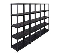 Avantage Lot de 3 Pack : Étagère à douille en plastique avec 5 étages solide, charge jusqu'à 30 kg/sol. Dimensions en cm Pro Étagère : 71 x 38 x 171 cm