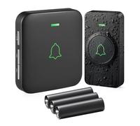 AVANTEK Sonnette sans Fil avec Piles, IP55, Portée 400 m, Noir, BA-11 | 1 Carillon & 1 Bouton, 52 Mélodies, 5 Niveaux de Volume et Piles Incluses pour Maison, Bureau ou Commerce
