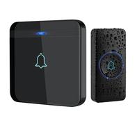 AVANTEK Sonnette sans Fil, Bouton de Sonnette, Carillon de Porte étanche IP55 avec 1 récepteurs enfichables, Flash LED, 5 Niveaux de Volume, 52 mélodies, portée de Fonctionnement de 400 m, Noir