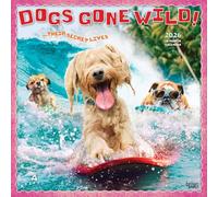 Avanti Dogs Gone Wild Officiel | Calendrier mural mensuel carré 2026 30,5 x 61 cm | Sans plastique | BrownTrout | Humour d'animaux canins