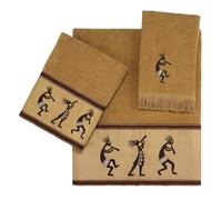 Avanti Linens - Lot de 3 Serviettes en Coton Douces et absorbantes (Collection Kokopelli, Muscade)