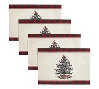 Avanti Linens - Lot de 4 Sets de Table, décoration de Maison de Vacances, Tartan Rouge (Collection Sapin de Noël Spode)