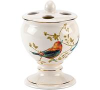 Avanti Linens - Porte-Brosse à Dents, Accessoires de Salle de Bain en céramique, décoration d'intérieur inspirée de la Nature (Collection Oiseaux dorés)