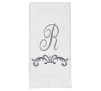 Avanti Linens Scroll Monogram Serviette en Coton Douce et absorbante, Rouleau en R, décoration de Style cursif, Blanc