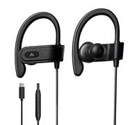 Avantree C171 - USB-C Écouteurs Filaires avec Micro et Volume | Crochets pour course et sport, maintien confortable, pour iPhone 15+, Samsung et téléphones Android, noirs