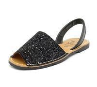 Avarca - Made in Spain - Sandales en Cuir véritable pour Femme - Belles Chaussures d'été avec des Paillettes, Confortables et Pratiques Chaussures décontractées de Plage 275 Bleu Fleurs Florales eu40