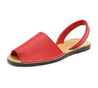 Avarca - Made in Spain - Sandales en Cuir véritable pour Femme - Belles Chaussures d'été, Confortables et Pratiques Chaussures décontractées de Plage 201 Rouge eu38