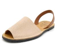 Avarca Menorquina Sandales d'été en cuir véritable pour femme Motif 3D, Beige 3D, 39 EU