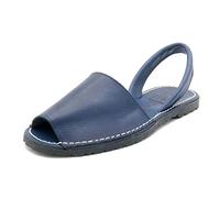 Avarca Menorquina Sandales en cuir pour femme Barca Chaussures d'été en cuir véritable avec semelle intérieure en cuir véritable, bleu, 41 EU