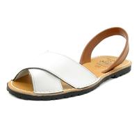 Avarca Menorquina Sandales plates croisées en cuir pour femme, Blanc., 38 EU