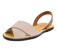 Avarca Menorquina Sandales plates croisées en cuir pour femme, rose bonbon, 40 EU