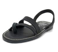 Avarca Menorquina Sandales pour femme en cuir nubuck véritable Semelle intérieure rembourrée, Noir , 41 EU
