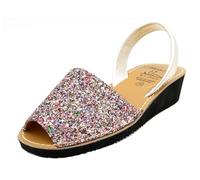Avarca Sandales compensées à paillettes pour femme avec talon compensé Abarca Menorquina Sandales compensées, multicolore, 39 EU