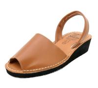 Avarca Sandales compensées en cuir de qualité supérieure pour femme avec talon compensé Menorquina Sandales compensées rembourrées, marron, 38 EU