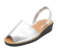 Avarca Sandales compensées en cuir pour femme avec talon compensé Menorquina Sandales compensées rembourrées, marron, 36 EU