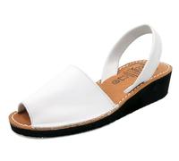 Avarca Sandales compensées en cuir pour femme avec talon compensé Menorquina Sandales compensées rembourrées, Blanc., 38 EU