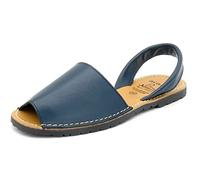 Avarca Sandales Femme Cuir 37-EU Bleu Belle Confortable Fille Chaussures été décontractées Plage Vacances Tongs Tongues Chaussons Confortable Menorquina Minorque Majorque Ibiza Espagne Made in Spain