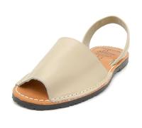Avarca Sandales Menorquina pour femme en cuir véritable - Semelle intérieure rembourrée, beige, 38 EU