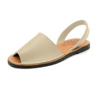 Avarca Sandales Menorquina pour femme en cuir véritable - Semelle intérieure rembourrée, beige, 40 EU