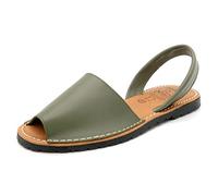 Avarca Sandales Menorquina pour femme en cuir véritable - Semelle intérieure rembourrée, kaki, 38 EU