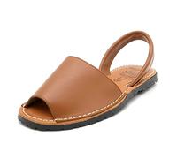 Avarca Sandales Menorquina pour femme en cuir véritable - Semelle intérieure rembourrée, marron, 37 EU