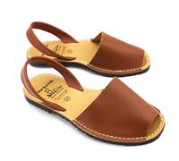 Avarcas Menorquinas Sandales plates en cuir pour femme Marron 35 36 37 38 39 40 41 42, marron, 39 EU