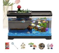 Avarif De Poisson Débutant, Kit De Pêche À La Pêche avec Lumière LED, Réservoir D'aquarium Auto-nettoyant pour, Décoration De Paysage sous-Marine, Aquarium en Verre Compact Ensemble pour Le Sa
