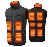 Avarmora Gilet chauffant pour homme et femme - 11 zones de chauffage - Lavable - Vêtements d'hiver pour moto, chasse, randonnée, ski, camping (sans batterie) (UK, Alpha, L, coupe régulière, noir),