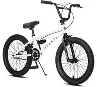AVASTA Vélo BMX freestyle de 20 pouces pour enfants de 6-14 ans, garçons et filles, avec 4 pegs, Blanc