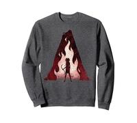 Avatar: Fire and Ash Varang with Fire Distressed Avatar Logo Sweatshirt, Unisexe pour Adultes, Chiné Foncé, L