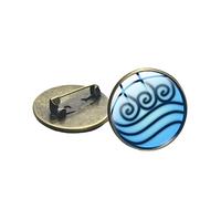 Avatar: Le dernier maître de l'air Anime Collection Broche Air Nomad Fire and Water Stam Symbole Verre Round Revers Pin Bouton Fans Cadeau, 2.5, Bronze, Verre, Turquoise stabilisée