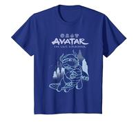Avatar: The Last Airbender Appa Majestic Air Temple Outline T-Shirt, Enfant, Bleu Royal, 3 Ans